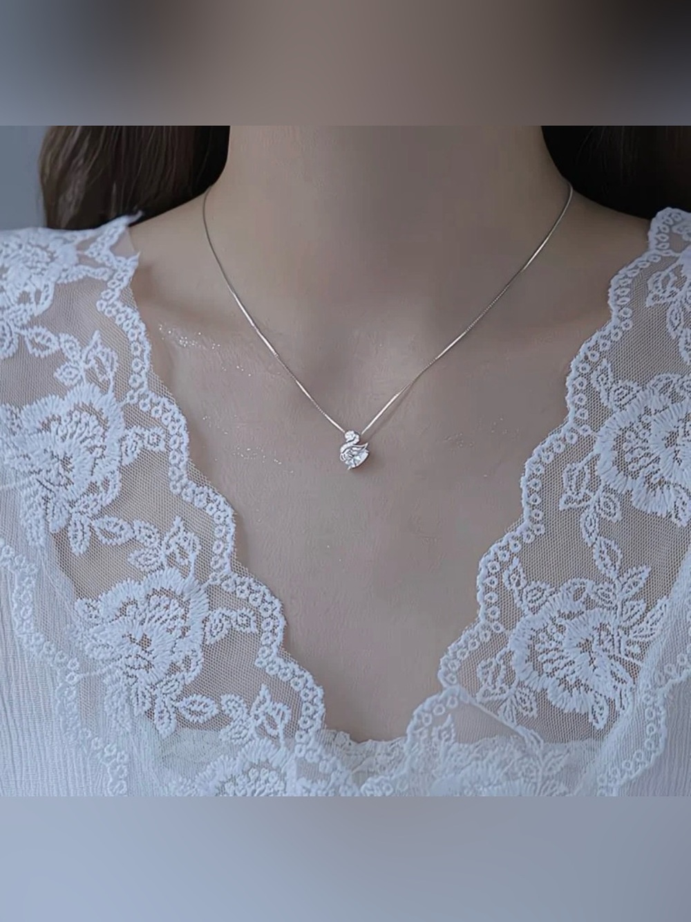 Silver Dainty Graceful Swan Pendant Necklace